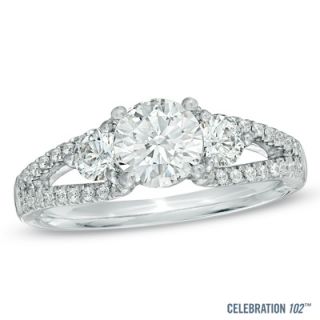 Celebration 102® 1 5/8 CT. T.W. Diamond Three Stone Ring in 18K White