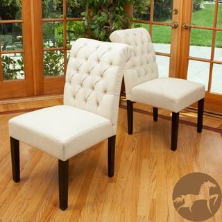 Christopher Knight Home   Sillas de comedor, tapizadas en tela, marfil (set de 2) Christopher Knight Home Dining Chairs