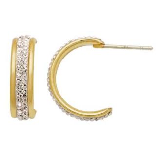 Swarovski® Crystal Half Hoop Earrings in Sterling Silver with 14K