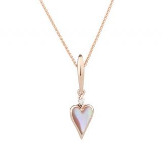 Kabana Pink Mother of Pearl and Diamond Accent Heart Necklace, 14K —