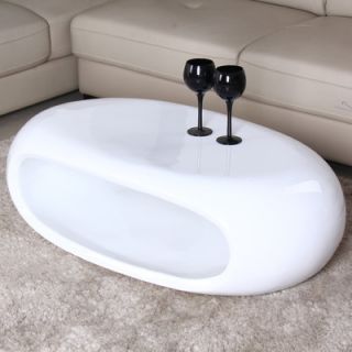 Fox Hill Trading Glossy Functional Oval Coffee Table