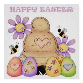 Happy Easter Beehive Poster