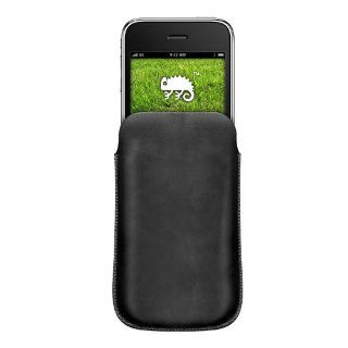 JUJEO 503 Leather Pouch for Apple iPhone 3G   Non Retail Packaging   Black Cell Phones & Accessories