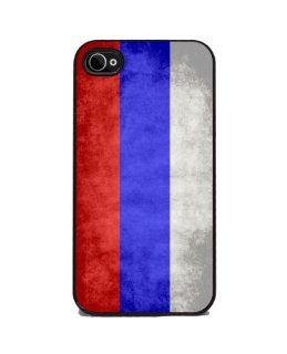 Russian Flag   iPhone 4 or 4s Cover, Cell Phone Case   Black Silicone Rubber Sides Cell Phones & Accessories