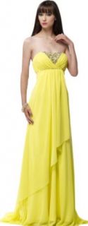 New Yellow Belt Pleat Beads Tiered Train Wedding Dress Prom Party Evening Gown Clothing