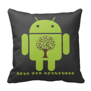 Grow The Ecosystem (Bug Droid Brown Tree) Pillows