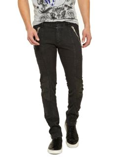 Leather and Zipper Skinny Jeans by Pierre Balmain