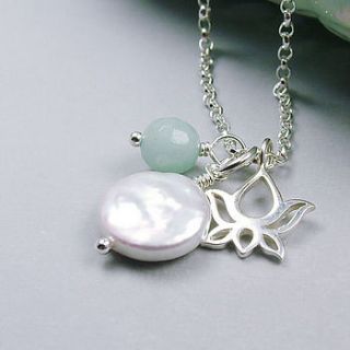 lotus and pearl sterling silver necklace by wished for