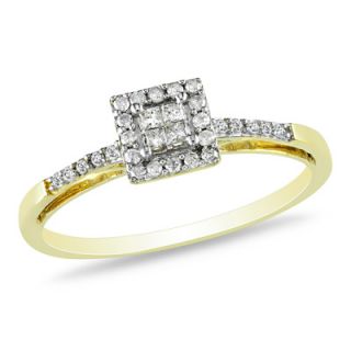 CT. T.W. Princess Cut Quad Diamond Frame Promise Ring in 10K Gold