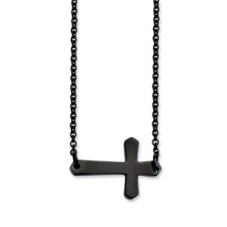 Cross Necklace in Black Ion Plated Stainless Steel   17   Zales