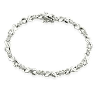 Lab Created White Sapphire Infinity Link Bracelet in Sterling Silver