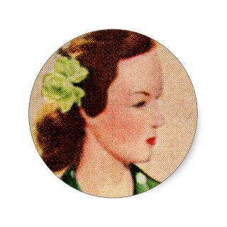 Vintage Women Woman 40s Catalog Art 'Alice' Round Sticker
