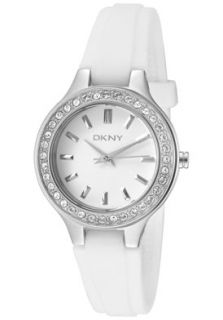 DKNY NY8144  Watches,Womens White Crystal White Dial White Rubber, Casual DKNY Quartz Watches