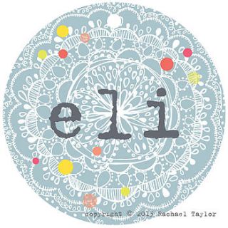 'e' name tag by rachael taylor