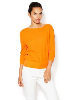 3/4 Sleeve Cashmere Boatneck Sweater by Magaschoni