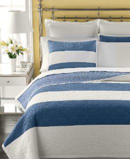 Martha Stewart Collection Bedding, Bandeau Stripe Twin Quilt Coastal Blue  