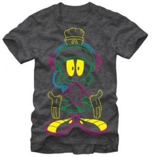 Looney Tunes Martian Neon Men's T Shirt, Charcoal Heather, Small Movie And Tv Fan T Shirts Clothing