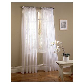 Style Selections High Twist Voile 63 in L Solid White Rod Pocket Sheer Curtain