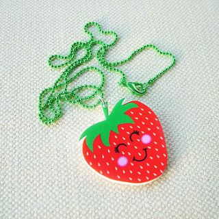 strawberry acrylic fashion necklace by hoobynoo world