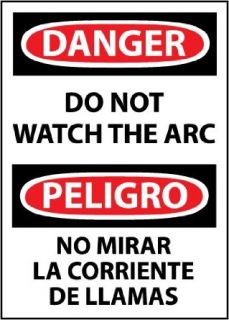 NMC ESD31PC Bilingual OSHA Sign, Legend "DANGER   DO NOT WATCH THE ARC", 14" Length x 20" Height, Pressure Sensitive Vinyl, Black/Red on White Industrial Warning Signs