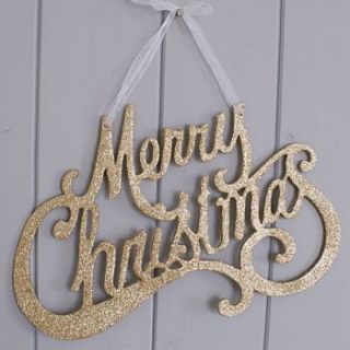 glitter merry christmas hanging decoration sign by the chic country home