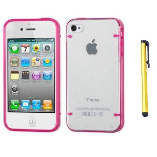 Soft Skin Case Fits Apple iPhone 4 4S Transparent Clear/Solid Hot Pink Tentacles Gummy AT&T, Verizon (does NOT fit Apple iPhone or iPhone 3G/3GS or iPhone 5/5S/5C) Cell Phones & Accessories