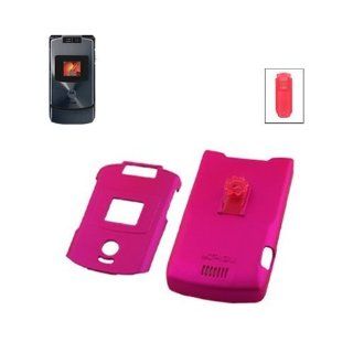 Hard Protector Skin Cover Cell Phone Case with belt clip for Motorola RAZR V3XX AT&T   Pink Cell Phones & Accessories