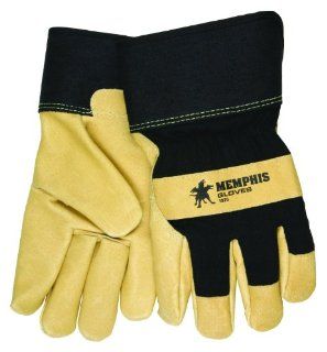 MCR Safety 1970S Grain Pigskin Leather Thermal Lined Gloves with 2 1/2 Inch PE Cuff, Light Yellow/Black, Small   Work Gloves  