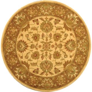 Handmade Heritage Kerman Ivory/ Brown Wool Rug (8' Round) Safavieh Round/Oval/Square