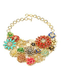 Dillon Multicolor Floral Bib Necklace by Amrita Singh