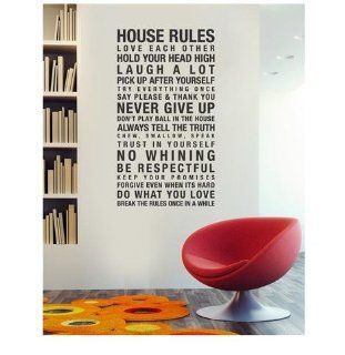 23.6" X 45.3" House Rules Love Each Other Hold Your Head High Laugh a LotHouse Decorations Living Room Family Quotes Wall Decals Saying Letter Decor Room   Childrens Wall Decor