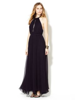 Gathered Keyhole Silk Gown by Haute Hippie