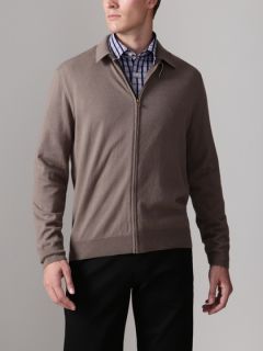 Cotton Cashmere Zip Front Sweater by Report Collection