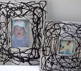 aluminium and black enamel photo frame by rhubarb crumble