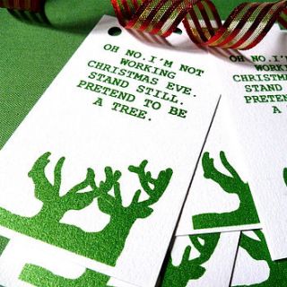 joke hand printed christmas gift tags by indigoelephant