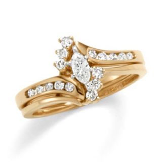 CT. T.W. Marquise Diamond Bridal Set in 14K Gold with Diamond