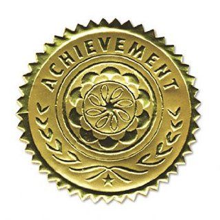 Gold Foil Certificate Seals, "Achievement", Embossed Foil, 12/Pack 