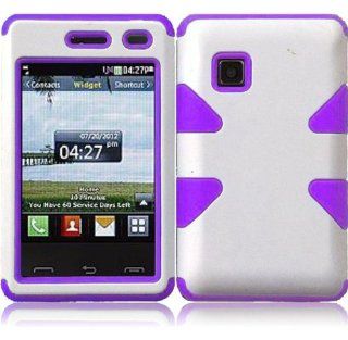 LG 840G ( Tracfone ) Phone Case Accessory White Purple Dual Protection D Dynamic Tuff Extra Stong Cover with Free Gift Aplus Pouch Cell Phones & Accessories