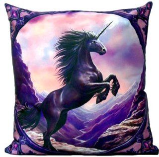 Anne Stokes Purple Plum Black Unicorn Horse Heat Transfer Cushion Pillow Now8118   Throw Pillows