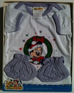 DISNEY BABIES Christmas BABY MINNIE Newborn Onesie & Booties Gift Set Clothing
