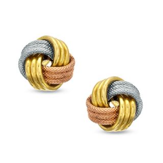 Love Knot Stud Earrings in 14K Tri Tone Gold   Zales