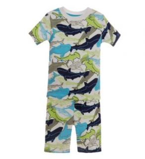 Kitestrings Baby Boys' Infant Shark Print Short Sleep Set White Multi 12M Infant And Toddler Pajama Sets Clothing