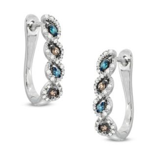 CT. T.W. Enhanced Champagne, Blue and White Diamond Cascading Hoop