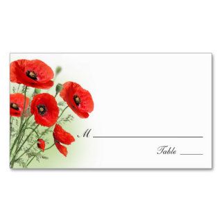 Beautiful Poppy Flowers Paper Place Cards Business Card