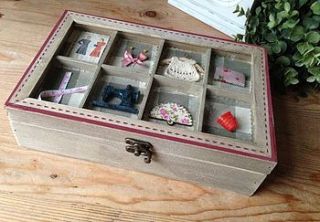 natural wooden sewing box by the hiding place