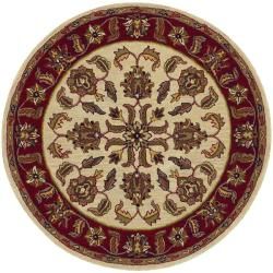 Hand tufted Ivory/ Red Wool Rug (5' Round) Round/Oval/Square