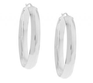 UltraFine Silver 2 Polished Oval Tube Hoop Earrings —