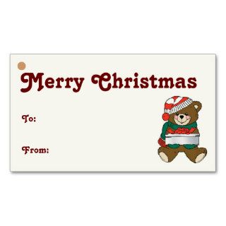 Teddy Bear Merry Christmas Gift Tag Business Card Template
