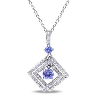 5mm Lab Created Tanzanite and Diamond Accent Double Square Frame
