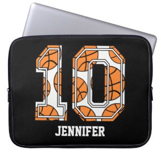 Personalized Basketball Number 10 Laptop Computer Sleeve